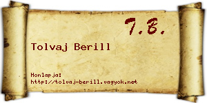 Tolvaj Berill névjegykártya